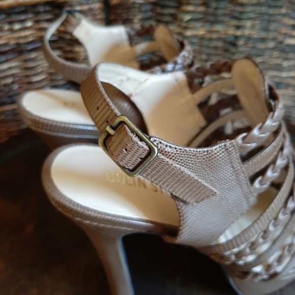 Colin Stuart Gladiator Caged Peep Toe Platform Heels Leather Sandals 8 Brown - Picture 7 of 10